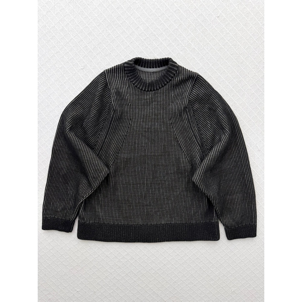 Lululemon Cotton-Blend Crewneck Sweater Black Grey Ribbed Weighty Drape Small